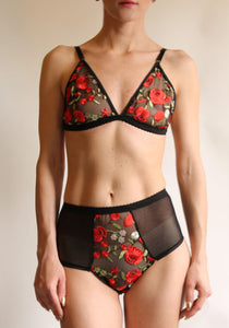 Unique and Romantic Red Rose Lace  and Sheer Mercy Bralette